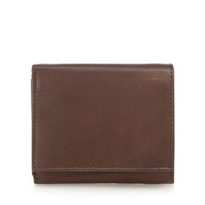 Brown leather small trifold wallet